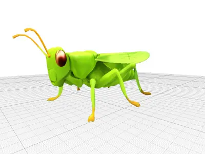 Grasshopper Green Realistic Low-poly 3D model