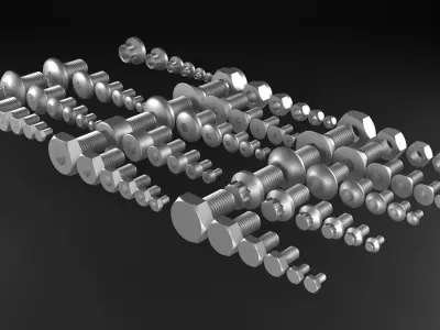 Bolts And Nuts Collection 3D model buy