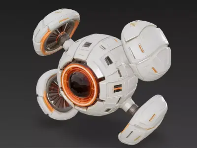 Spherical Recon Drone Low-poly 3D model