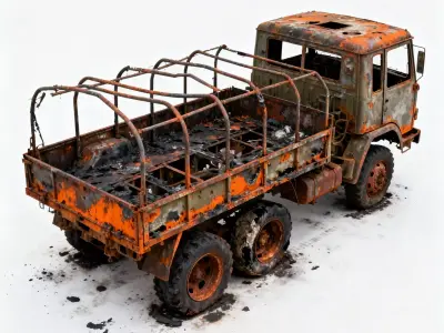 Scorched Military Transport 3D Model Low-poly 3D model