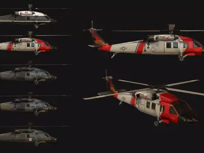 UH60M Blackhawk Low-poly 3D model