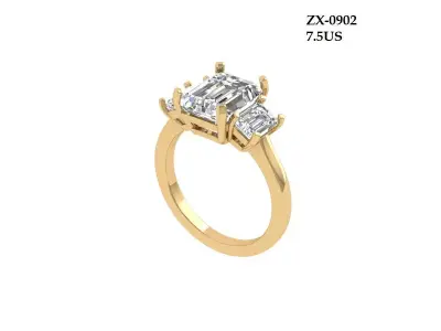 3-Stone-Ring 3D print model 5