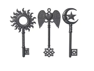 Heart Key - key printer -  vintage key 3D print model