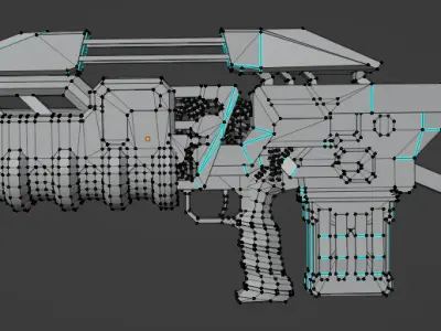 Heavy Sci-Fi Blaster Low-poly 3D model