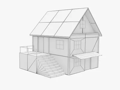 Medieval House Low-poly 3D model 19