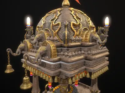 Stone Chariot For Games And VFX  Low-poly 3D model