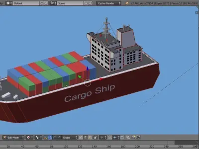 Low Poly Cargo ship Game Ready  Low-poly 3D model
