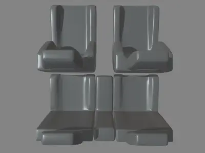 Car Seat 016 Low-poly 3D model
