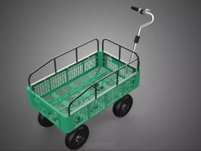ELECTRIC PLASTIC CRATE BED RAILS FENCE CAGE TROLLEY CART TRUCK 4 3D model