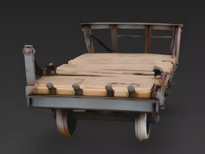 Wrecked Post-Apocalyptic Flatcar Train 3d model Low-poly 3D model