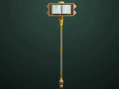 Battle Hammer 09 All PBR Textures Included Low-poly 3D model