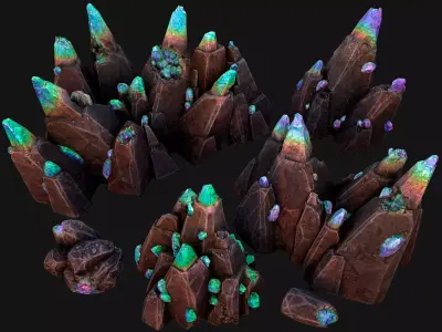 Crystals Gem Gemstone Minerals for the Mine Low-poly 3D model