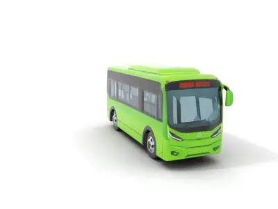 Lime Green Bus model pack Low-poly 3D model