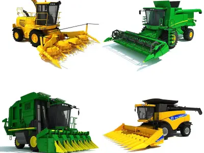 4 Combine Machines 3D model