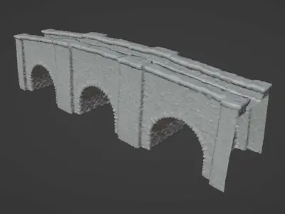 Large Medieval Bridge Low-Poly Stone Game Asset Low-poly 3D model