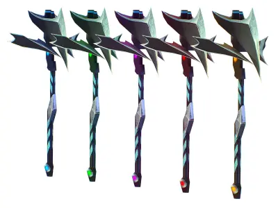 a set of cutting weapons Low-poly 3D model 9