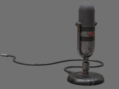 Retro Microphone 1B Low-poly 3D model