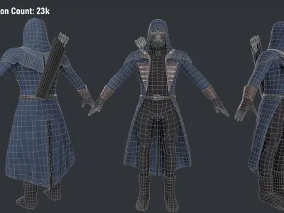 Monster Hunter Archer Low-poly 3D model