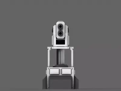 PBR Turret Gun 02 White Low-poly 3D model