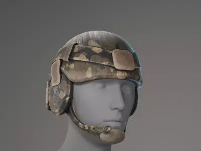 Advanced Combat Helmet with Side Armor and Communication Gear Free low-poly 3D model