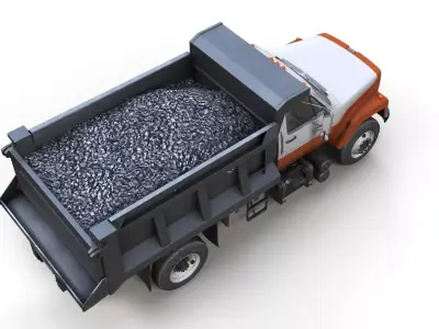 80s dump truck game ready model Low-poly 3D model