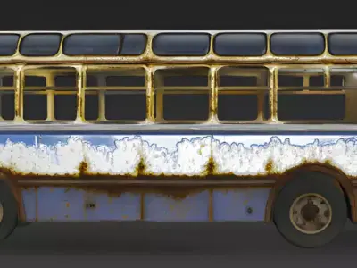 Broken scratched old bus 3d model 3D model