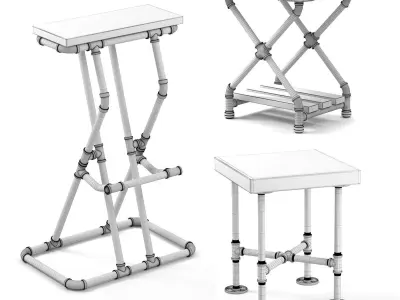 3 Industrial Pipe Stool table Free 3D model