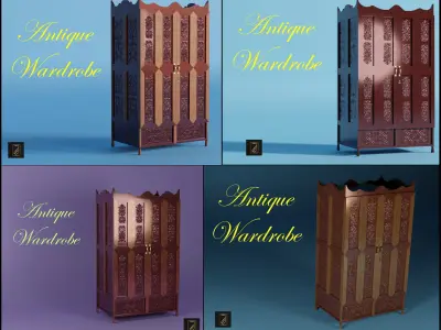Antique Wardrobe Low-poly 3D model