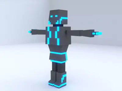 Blue Robot Rig 3D model