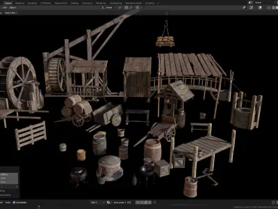 Medieval Fantasy Props Pack  30 Assets  Blender  FBX 4K Textures Low-poly 3D model