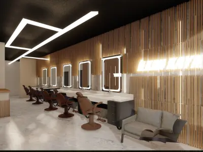 Modern Barbershop Interior 3D Model for Sale 3D model
