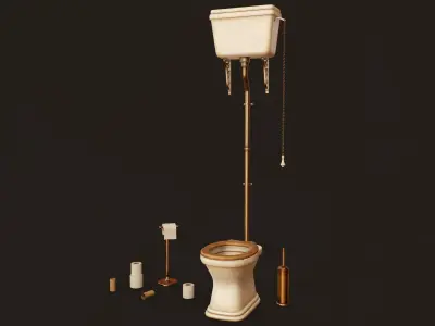 Antique Toilet - PBR Game Ready Low-poly 3D model