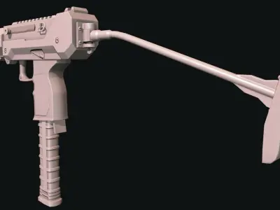 SMG 12 Lowpoly and Highpoly Low-poly 3D model