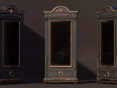 Antique Gothic Wardrobe Cabinet 3D model