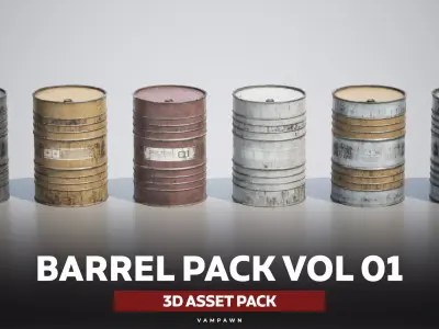 Barrel Pack Vol 01 Low-poly 3D model