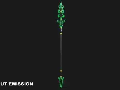 Fantasy Spear Glow 10 Game-Ready PBR Textures Included Low-poly 3D model