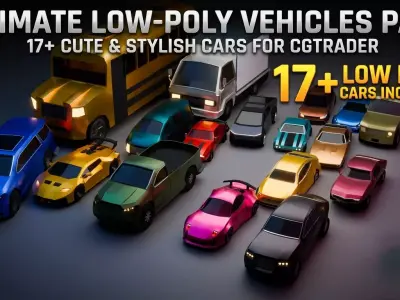  Low-Poly Cars Pack 17 Vehicles  Game Ready 3D Models FBX OBJ
