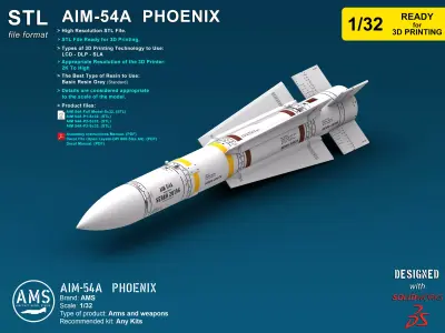 AIM-54A Phoenix - Scale 1-32 3D print model
