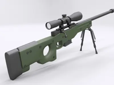 AWP Sniper Rifle Lowpoly Low-poly 3D model