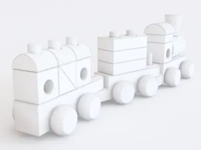 Wooden toy train color 04 3D model