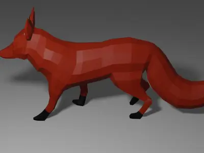 Low poly fox fully rigged with walking animation Low-poly 3D model