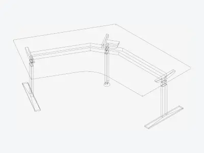 Desk - Single - Officetec - Angular - 120 Deg - Adjustable Low-poly 3D model