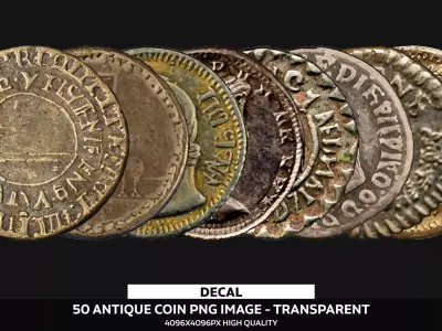 50 Antique Coin PNG Reference Pack Texture