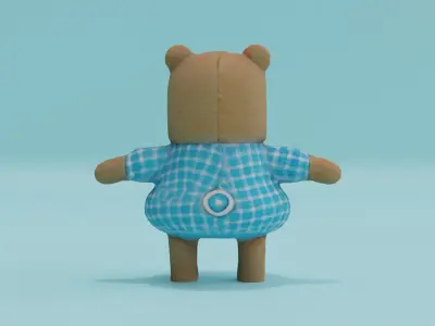 Bear Teddy Doll Wear in clothes Free low-poly 3D model