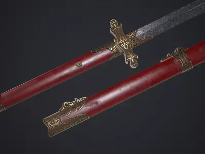 Long Sword Melee Weapon Low-poly 3D model purchase
