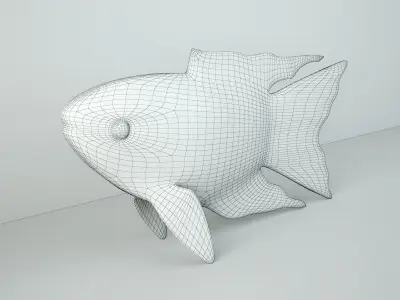 Hand Carved Koi Fish Statue 3D model