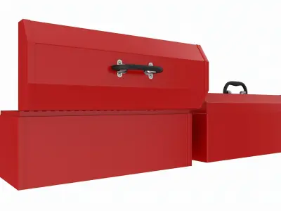 Vintage metal portable toolbox chest set 3D model