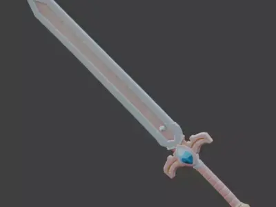 Whimsical Pastel Guardian Sword 3D Model Low-poly 3D model