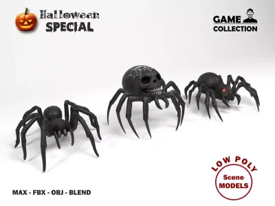 Halloween Spiders  Low-poly 3D model
