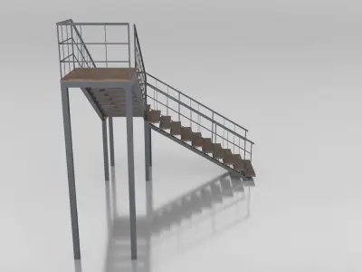 Metal L Stair Low-poly 3D model